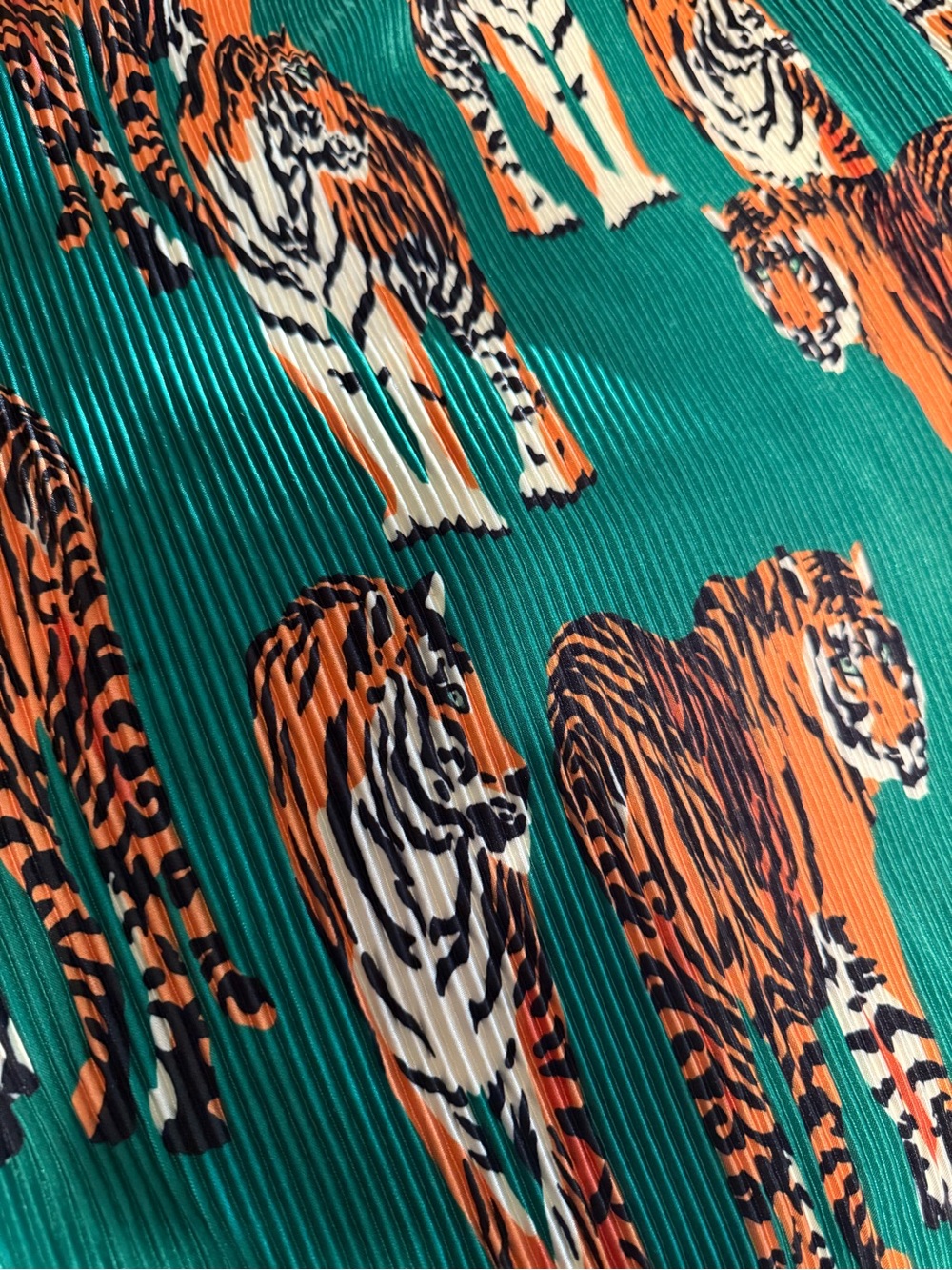 Dressed in LaLa Green Tiger Print Button-Front Maxi Dress - Picture 5 of 5